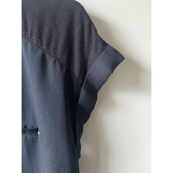 Fortune + Ivy Mixed Material Tie-Front Cap Sleeve Blouse, Size Small - Picture 5 of 7